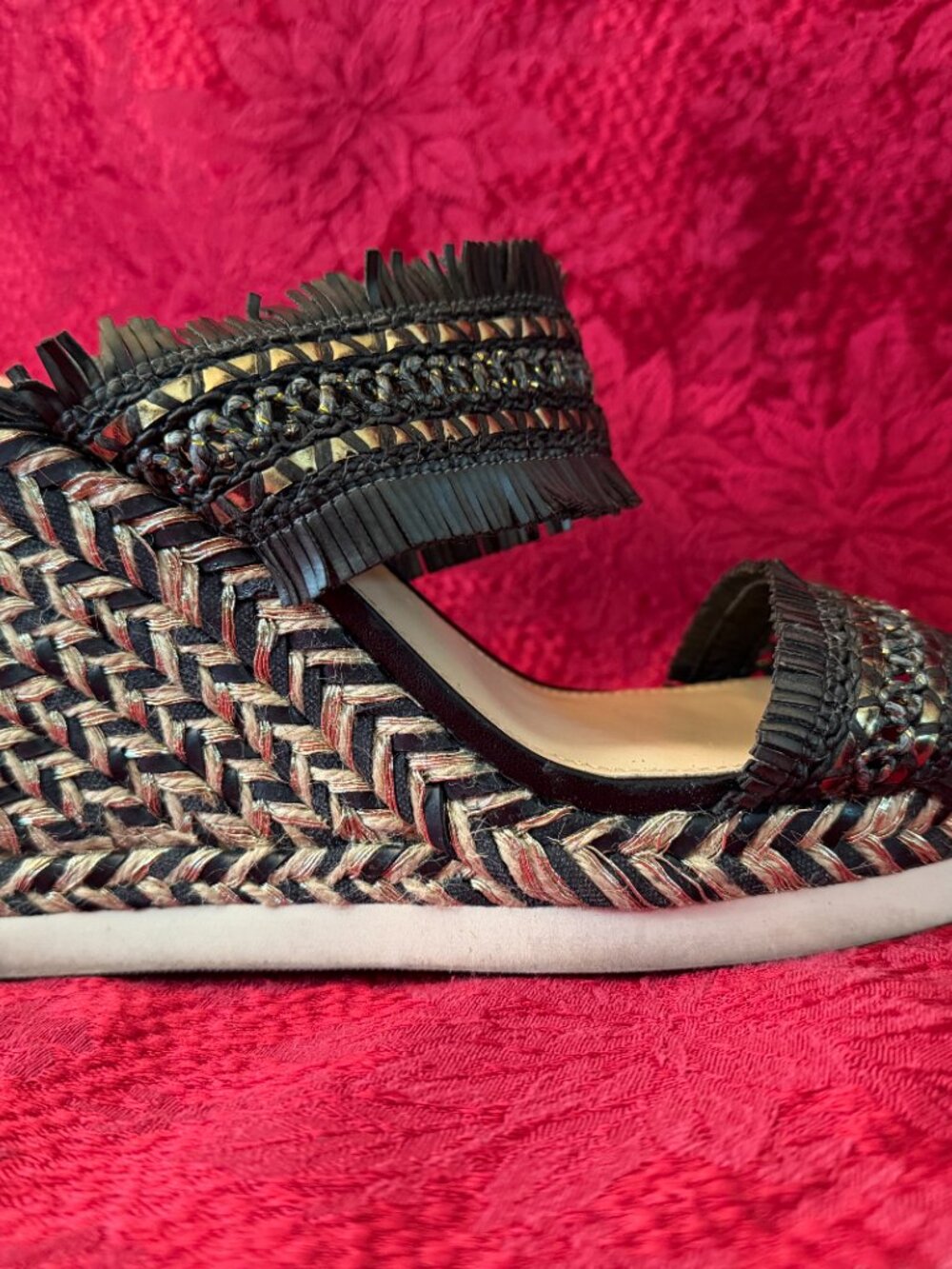Vince Camuto Brittnuh Black Espadrille Wedge Slip on Platform Sandals Sz 9.5 - Picture 13 of 15
